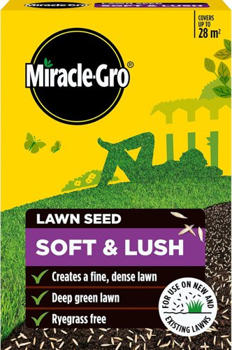 Miracle-Gro Soft & Lush Lawn Seed Coverage 28m2 / 840g Box.