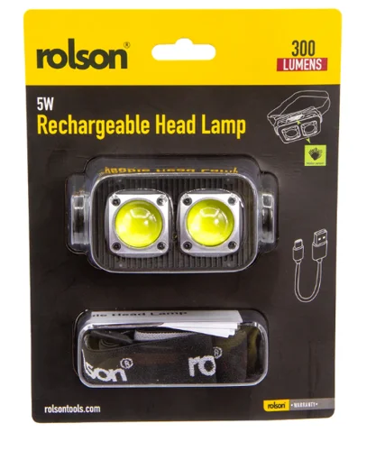 Rolson 5W Rechargeable Head Lamp 300 Lumens Black