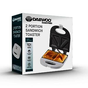 Daewoo Essentials 2 Slice Sandwich Toaster Deep Fill Easy Clean White