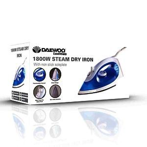 Daewoo 1800W Steam Iron, Non Stick Soleplate, Thermostatic Control White