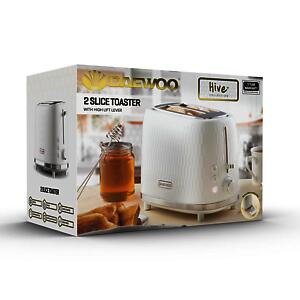 Daewoo Hive Toaster 2 Slice High Lift Handle 3D Embossed White