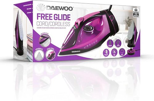 Daewoo Free Glide Steam Cordless Iron 2600W Self Clean Purple