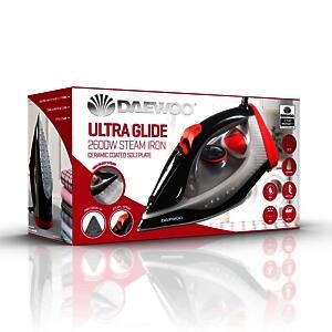 Daewoo Ultra-Glide Steam Iron 2600w High Steam Burst Function Red & Black