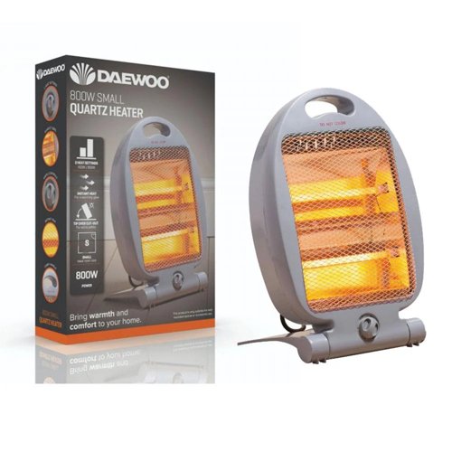 Daewoo Small Quartz Halogen Heater Grey 800w