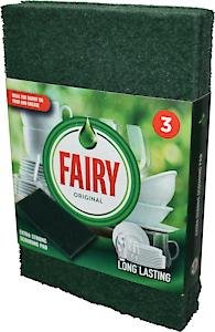 Addis Fairy Original Extra Strong Scourer Pads Pack Of 3 Green.