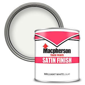 Macpherson Brilliant Satin White 2.5 Litre For Wood & Metal Satin Finish Trade Paint