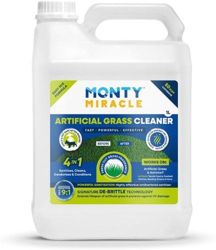 Monty Miracle Artificial Grass Cleaner  Pet Safe  Ready to Use  1 x 1 Litre Tub