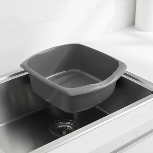 Addis Rectangular Washing Up Bowl, Metallic, Large, 9.5 Litre