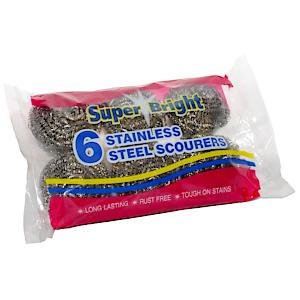Stainless Steel Scourers 6 Pack Retail Packed