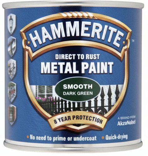 Hammerite Paint  Direct To Rust  Exterior Smooth Gloss  Dark Green  1 x 250ml Tin