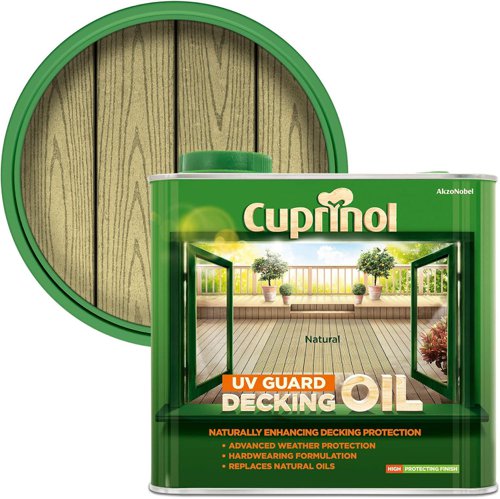 Cuprinol UV Guard Natural UV Resistant Decking Wood Oil, 2.5L