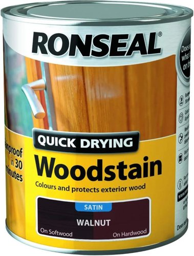 Ronseal Walnut Satin Woodstain Soft or Hard Wood Quick Drying 2.5L