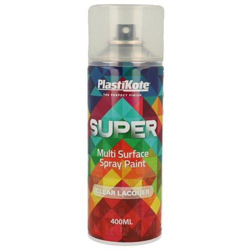 Plasti-Kote SUPER Interior & Exterior Spray 400ml CLEAR Lacquer.