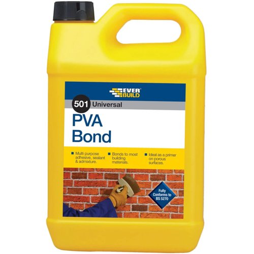 Everbuild 501 Universal Pva Bond - General Purpose Bonding Agent - 5 Litre, White