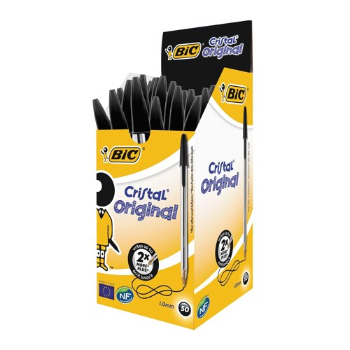 Bic Cristal Ballpoint Pen 1.0mm Tip 0.32mm Line Black (Pack 50) - 8373632