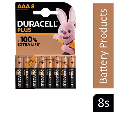 Duracell Plus Power Alkaline Battery AAA (Pack of 8)