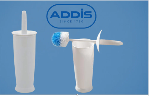Addis Closed Toilet Brush Set, Plastic, White, 12.5 X 12.5 X 39 Cm, 510284