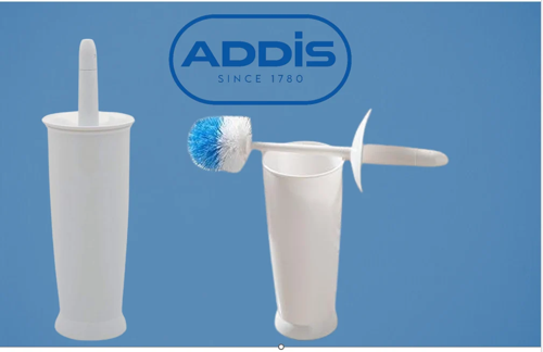 Addis Closed Toilet Brush Set, Plastic, White, 12.5 X 12.5 X 39 Cm, 510284