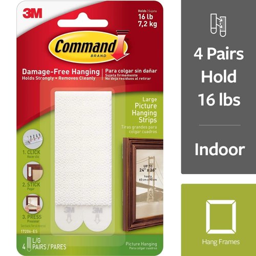 3M Command Picture Hanging Strips Large (Pack of 4) 17206