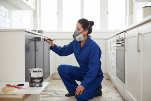 Ronseal One Coat Cupboard Paint  Cobalt Grey Gloss  1 x 750ml