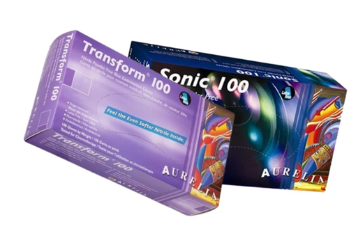 Aurelia TRANSFORM/SONIC Finger-Textured Blue Powder Free SMALL Nitrile Gloves 100's
