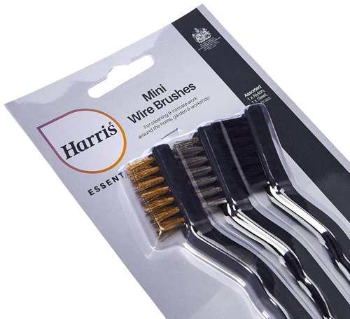 Harris Essentials Mini Wire Brush 3 Pack, Nylon, Steel & Brass
