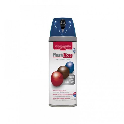 Plastikote Twist & Spray Paint Premium Gloss Royal Blue 400ml Multi Surface Use