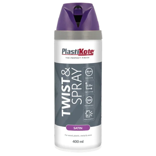 Plastikote Twist and Spray  Premium Spray Paint  Satin  Sumptuous Purple  400ml
