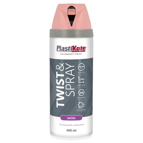 Plastikote Premium Paint Spray  Satin Finish  Cameo Pink  400ml.