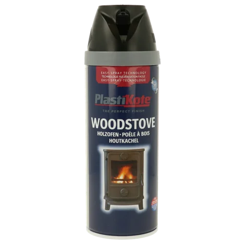 Plastikote Twist and Spray  Woodstove Spray Paint  Heat Resisitant Paint  Black  400ml.