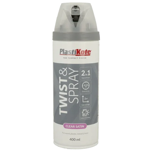 Plastikote Twist and Spray  400ml Clear Acrylic  Satin Finish  24001
