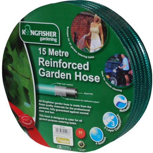 Kingfisher Garden Hose Reinforced Reel 15m Length 3 Layered Construction