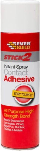 Everbuild Stick 2 Spray : Contact Adhesive : 500ml : Wood, Concrete, Metal Plastic Glue