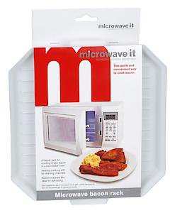 Microwave It Plastic Microwave Bacon Rack Crisper Defrosting Tray - White