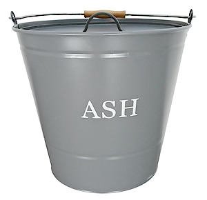 Ash Bucket With Lid Grey 0347