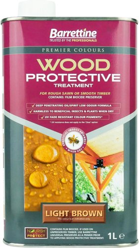 Barrettine Wood Protective Treatment Fade Resistant 2 Litre Light Brown