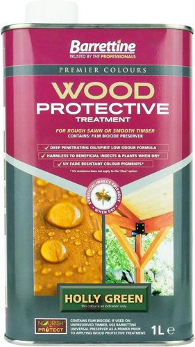 Barrettine Wood Protective Treatment Fade Resistant 1 Litre Holly Green