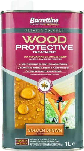 Barrettine Wood Protective Treatment Fade Resistant 1 Litre Golden Brown