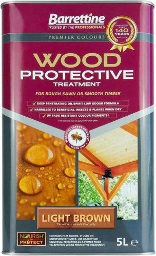 Barrettine Wood Protective Treatment Fade Resistant 5 Litre Light Brown