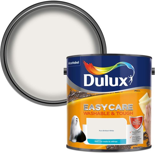 Dulux Easycare Matt Emulsion Paint For Walls & Ceilings Pure Brilliant White 2.5L