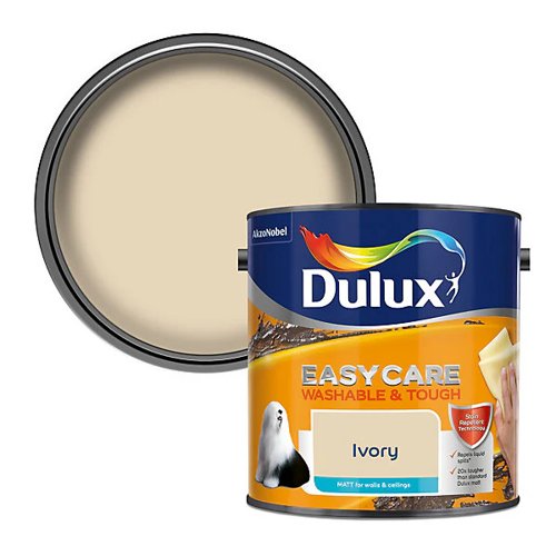 Dulux Easycare Washable And Tough Matt Emulsion Paint For Walls And Ceilings - Ivory 2.5 Litres