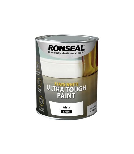 Ronseal Stays White  Ultra Tough Satin Paint  White  750 ml