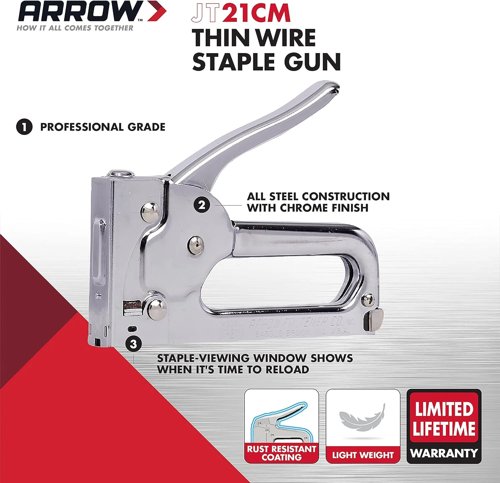 Arrow JT21 All Chrome Tacker Staple Gun