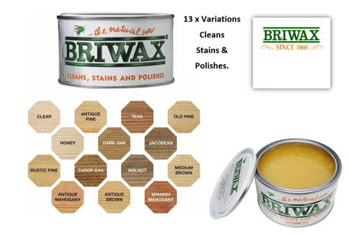 Briwax Original Wax Furniture Polish Cleaner Restorer 400g {Medium Brown}