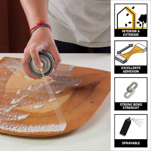 Everbuild Stick 2 Spray Contact Adhesive 500ml Wood, Concrete, Metal Plastic Glue