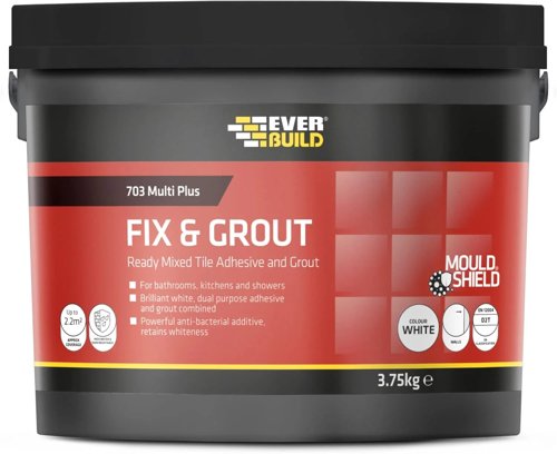 Everbuild 703 Fix And Grout Tile Adhesive  Ready Mixed 3.75kg Mould Sheild