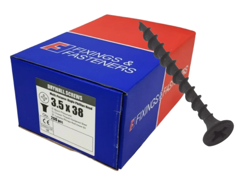 ForgeFix 3.5 x 38mm Drywall Screws Black Phosphate 200DWS38BP 1 x 200 Pack