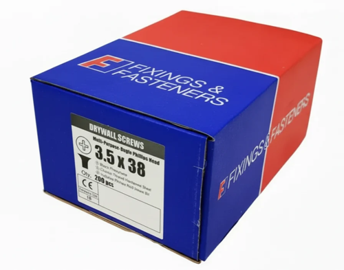 ForgeFix 3.5 x 38mm Drywall Screws Black Phosphate 200DWS38BP 1 x 200 Pack