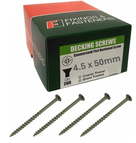 Forgefix Countersunk Decking Screws 4.5 X 50Mm Green Box 200