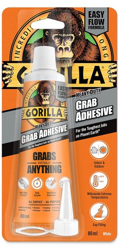 Gorilla 2044300 Heavy Duty Grab Adhesive White 80Ml 1 Pack